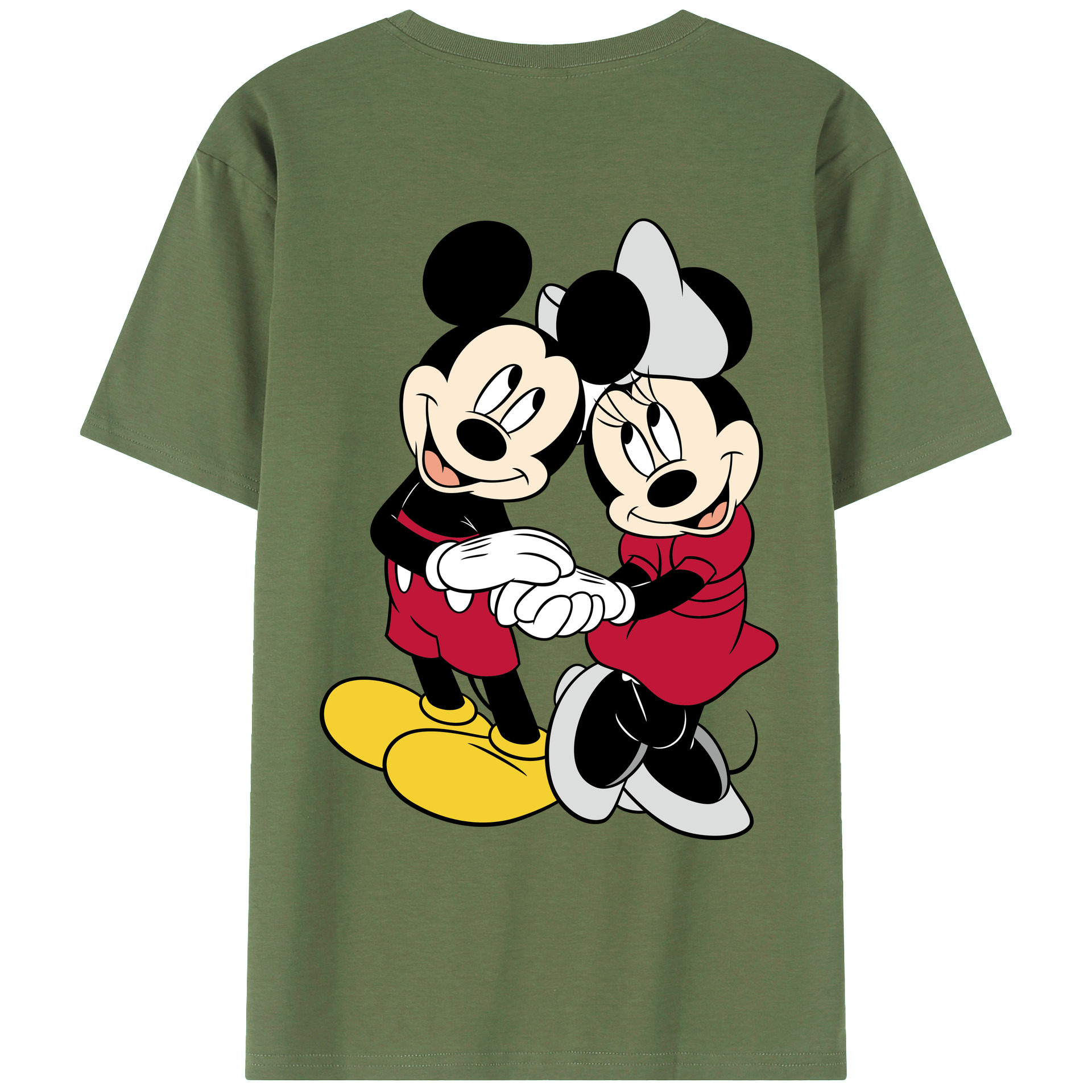 ミッキーマウス Mickey Mouse 綿100％ メンズ半袖Tシャツ（バックプリント） 通気性